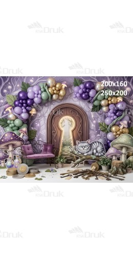 Tło fotograficzne „Magiczne drzwi i kot z Cheshire – bajkowa kraina czarów” | UB_791